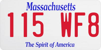 MA license plate 115WF8