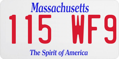 MA license plate 115WF9