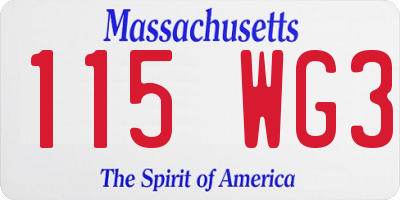 MA license plate 115WG3