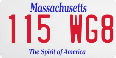 MA license plate 115WG8