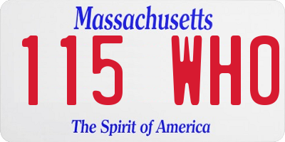 MA license plate 115WH0
