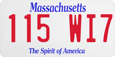 MA license plate 115WI7