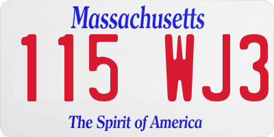 MA license plate 115WJ3