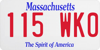 MA license plate 115WK0
