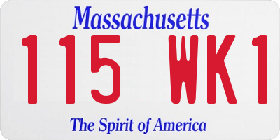 MA license plate 115WK1