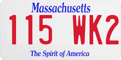 MA license plate 115WK2