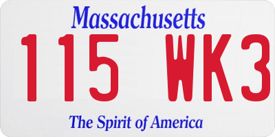 MA license plate 115WK3