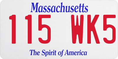 MA license plate 115WK5