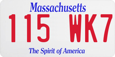 MA license plate 115WK7