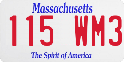MA license plate 115WM3