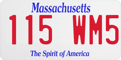 MA license plate 115WM5