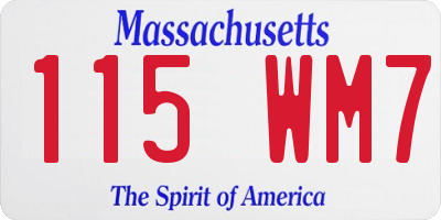 MA license plate 115WM7