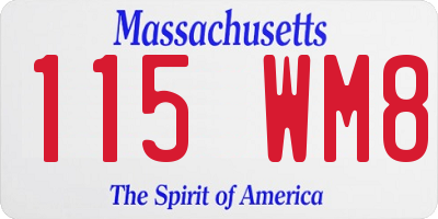 MA license plate 115WM8