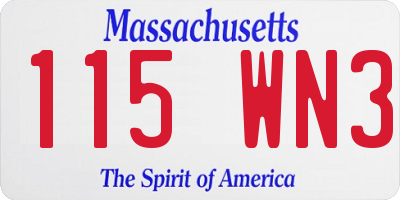 MA license plate 115WN3