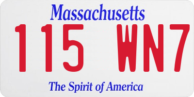 MA license plate 115WN7