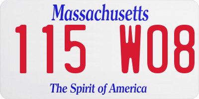 MA license plate 115WO8