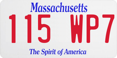 MA license plate 115WP7