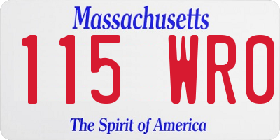 MA license plate 115WR0
