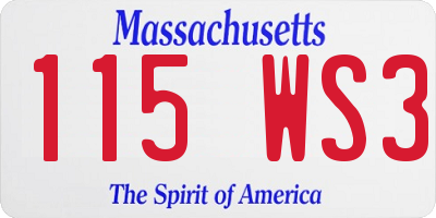 MA license plate 115WS3