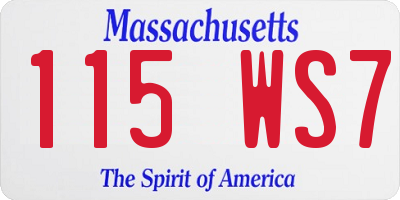 MA license plate 115WS7