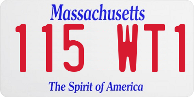 MA license plate 115WT1