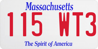 MA license plate 115WT3