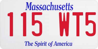 MA license plate 115WT5