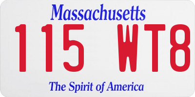 MA license plate 115WT8