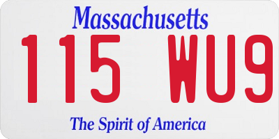 MA license plate 115WU9