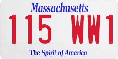 MA license plate 115WW1