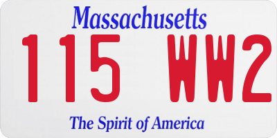 MA license plate 115WW2