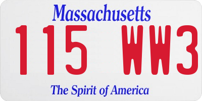 MA license plate 115WW3