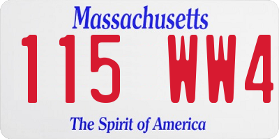 MA license plate 115WW4