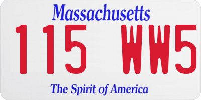 MA license plate 115WW5