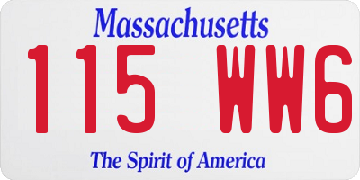 MA license plate 115WW6