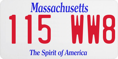MA license plate 115WW8