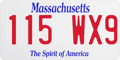 MA license plate 115WX9