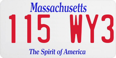 MA license plate 115WY3