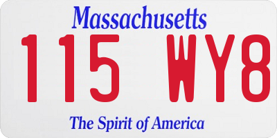 MA license plate 115WY8