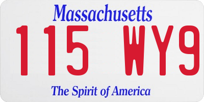 MA license plate 115WY9