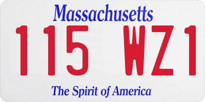 MA license plate 115WZ1