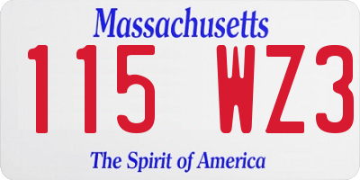 MA license plate 115WZ3
