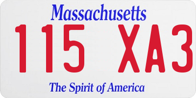 MA license plate 115XA3