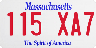 MA license plate 115XA7