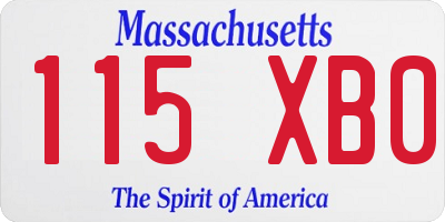 MA license plate 115XB0