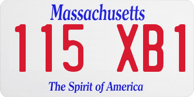 MA license plate 115XB1