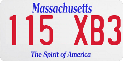 MA license plate 115XB3