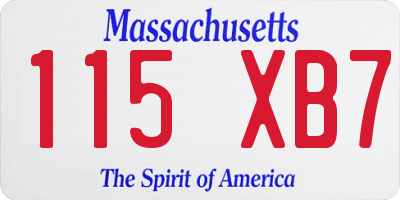 MA license plate 115XB7