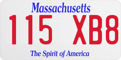 MA license plate 115XB8