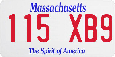 MA license plate 115XB9